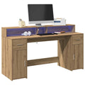 LED-Schreibtisch Artisan-Eiche 160x55x91 Holzwerkstoff