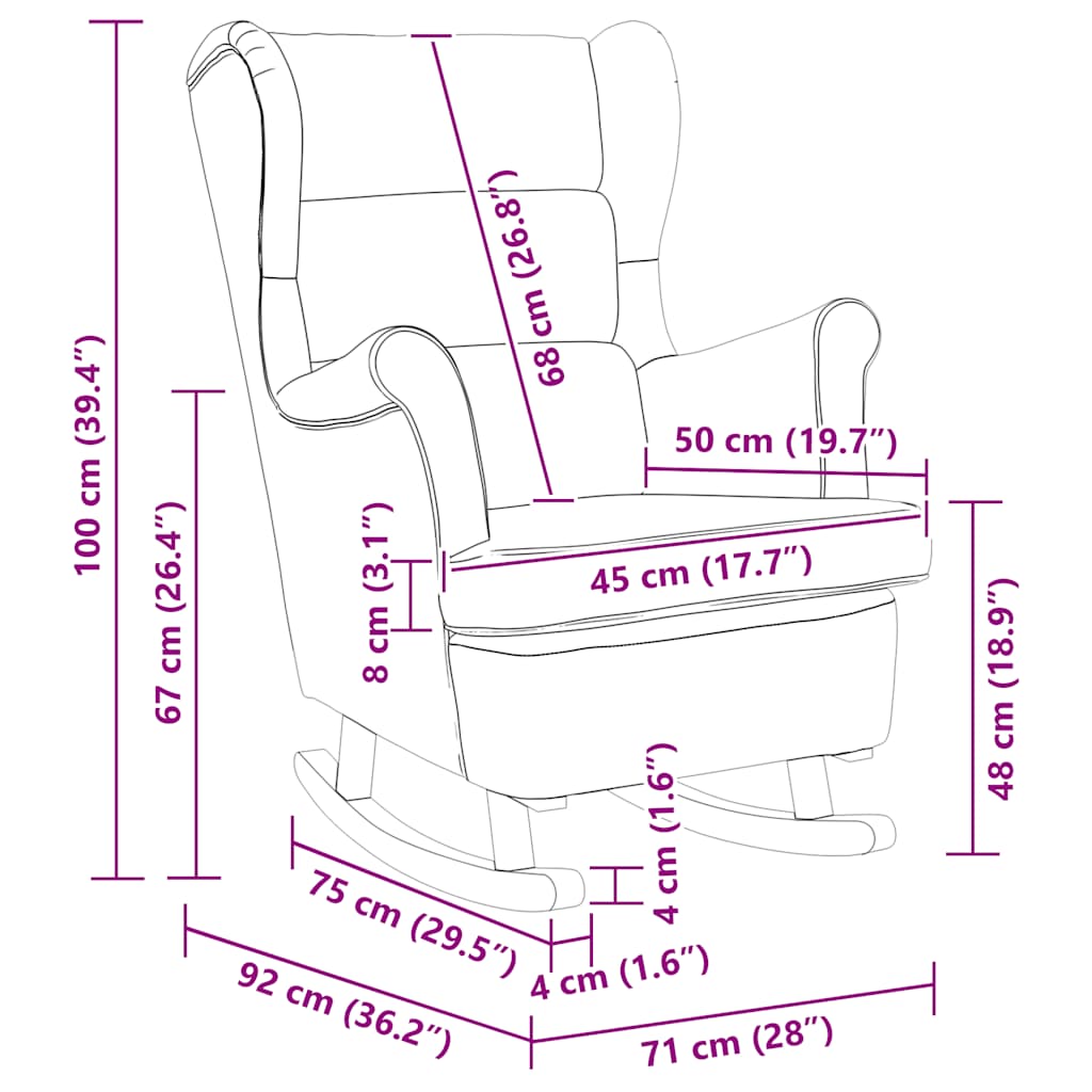 Schaukelsessel Dunkelgelb 74x90x102 cm Stoff