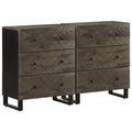 Sideboards 2 Stk. Schwarz 60x33x75 cm Massivholz Mango