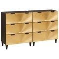 Sideboard Set 2 pcs Schwarz und Messing 120 x 33 x 75 cm