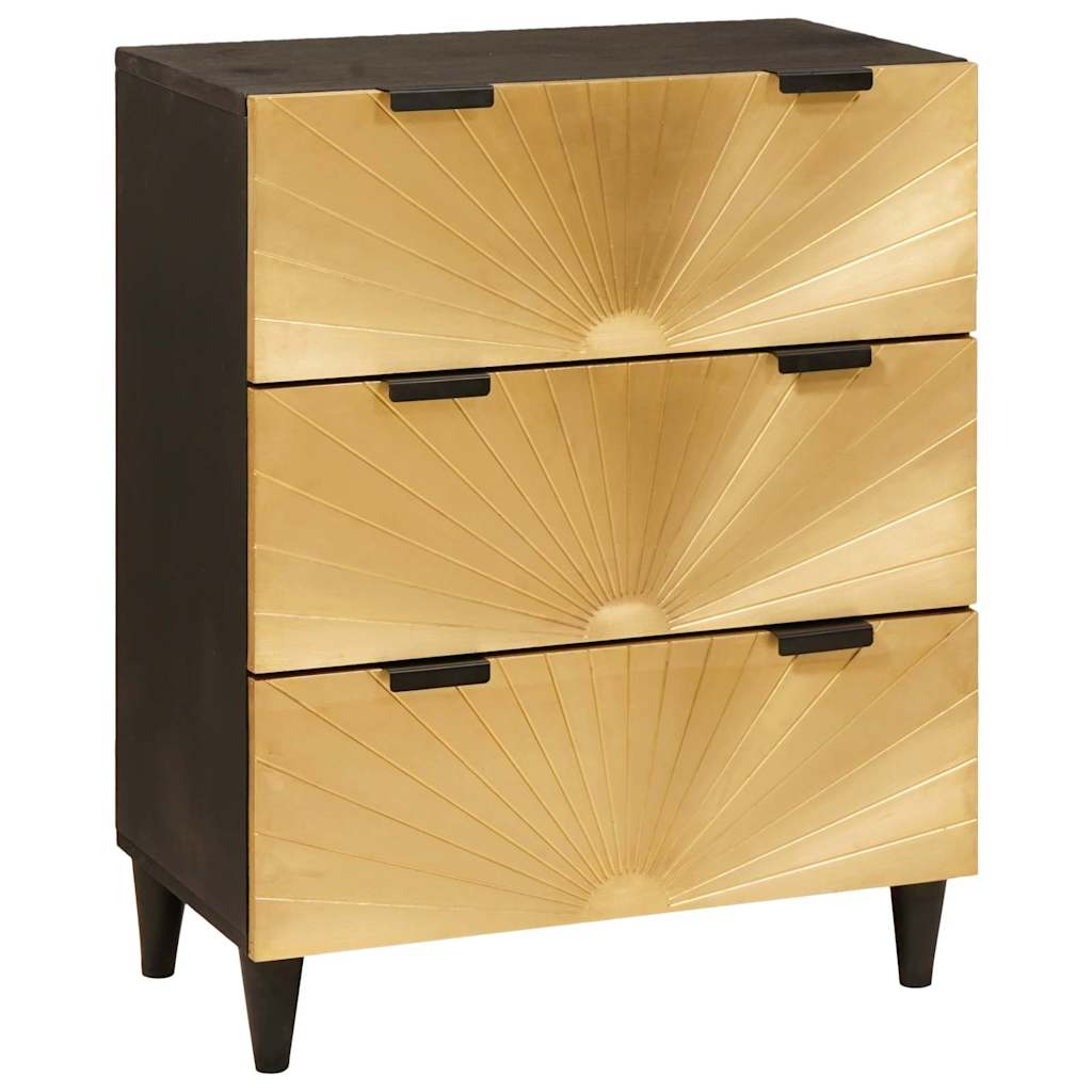 Sideboard Set 2 pcs Schwarz und Messing 120 x 33 x 75 cm
