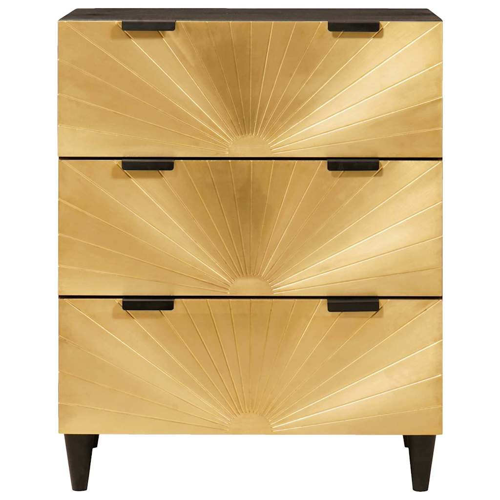 Sideboard Set 2 pcs Schwarz und Messing 120 x 33 x 75 cm