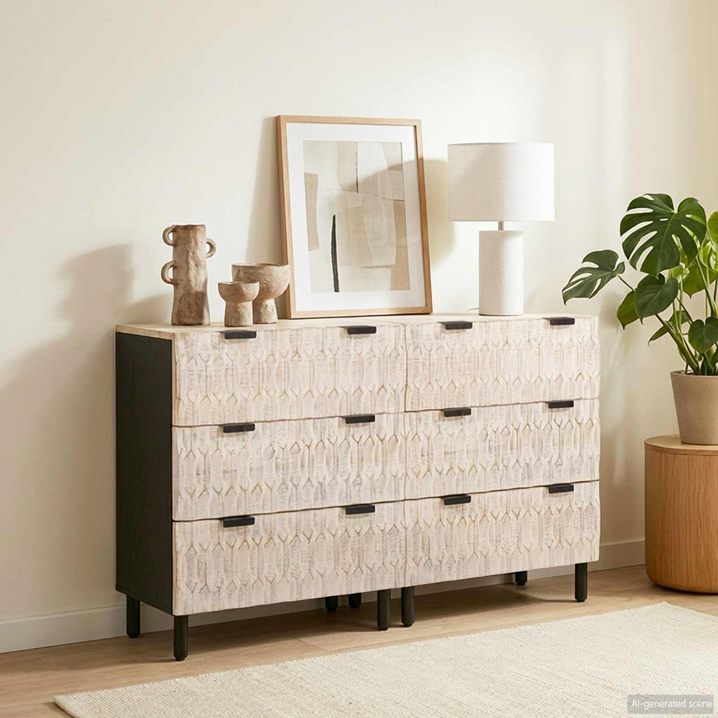 Sideboard 2 pcs Weiße gewaschene Oberfläche 60 x 33 x 75 cm