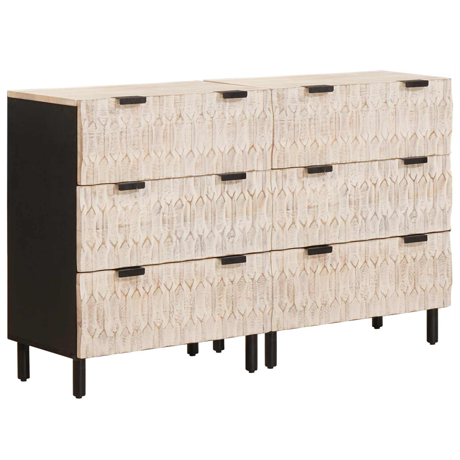 Sideboard 2 pcs Weiße gewaschene Oberfläche 60 x 33 x 75 cm