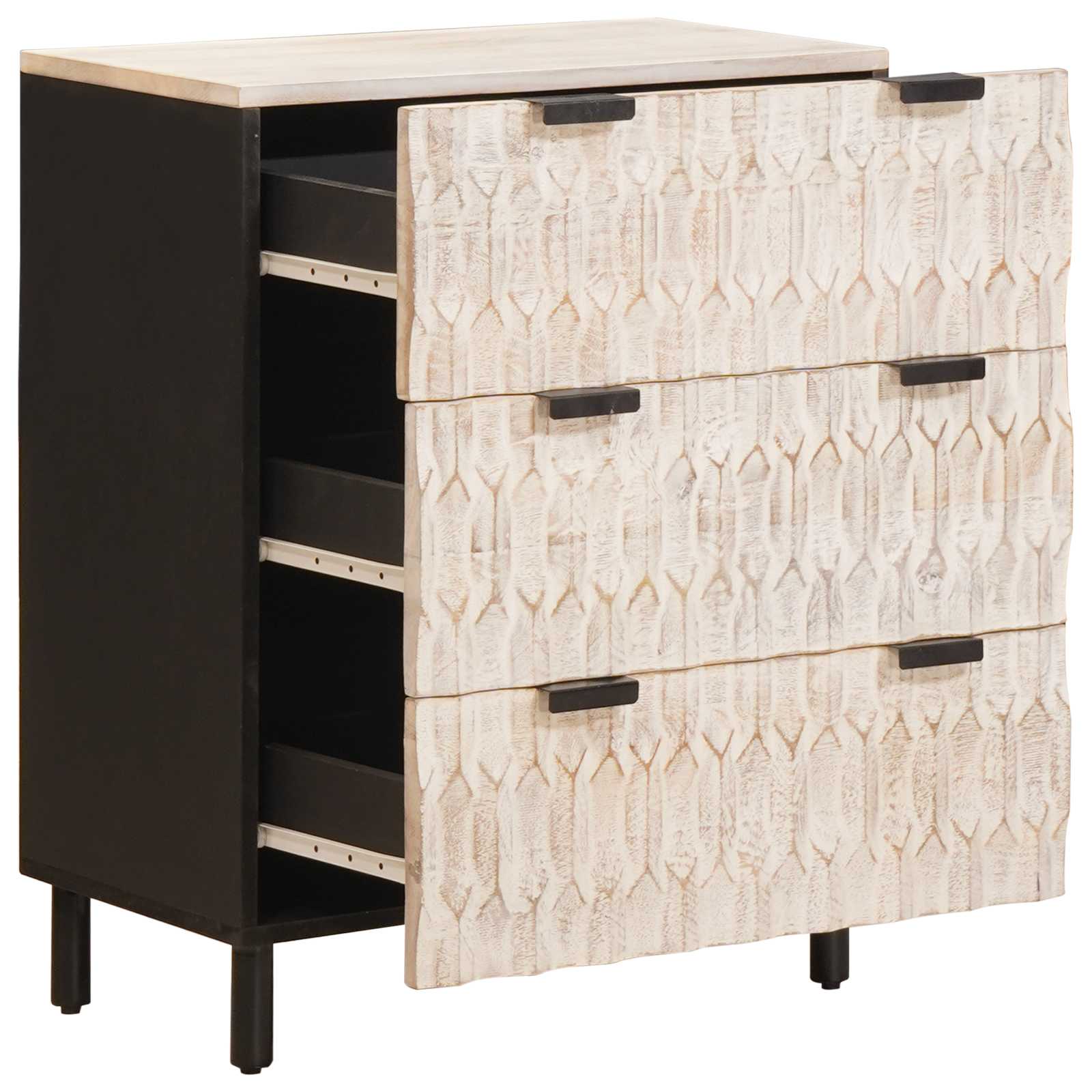 Sideboard 2 pcs Weiße gewaschene Oberfläche 60 x 33 x 75 cm