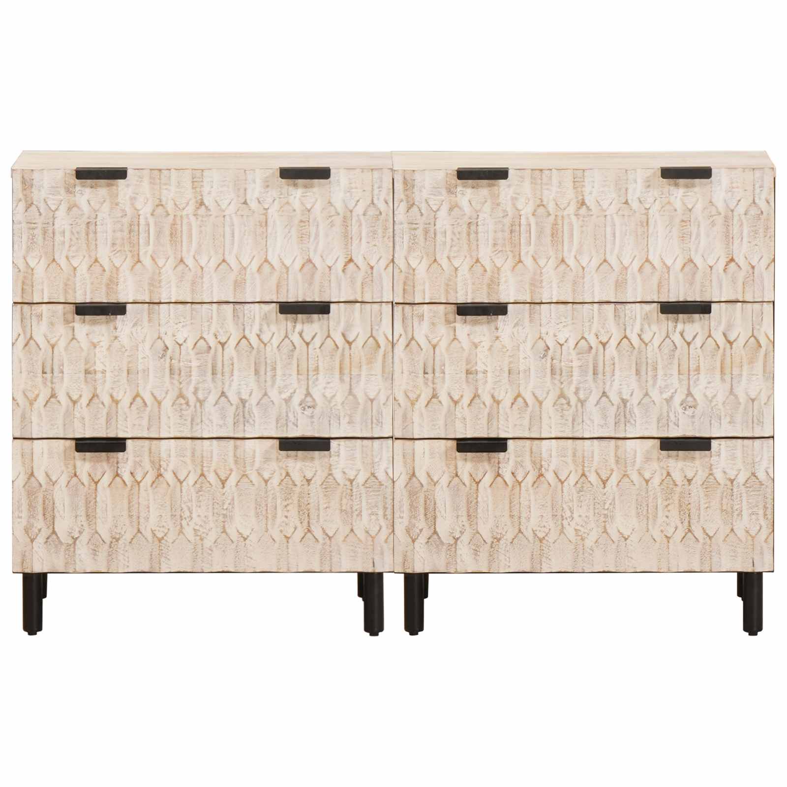Sideboard 2 pcs Weiße gewaschene Oberfläche 60 x 33 x 75 cm