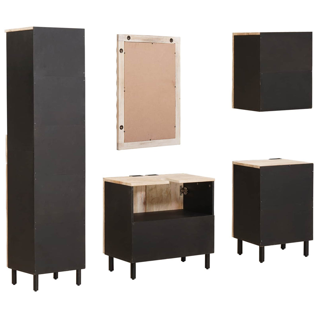 Badezimmer Sets mit Regal 5 pcs Weiße gewaschene Oberfläche