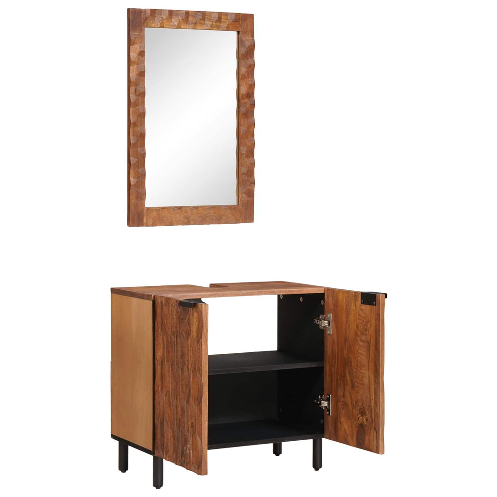 Badezimmer Sets 2 pcs Akazie Braun Winish Massivholz Mango