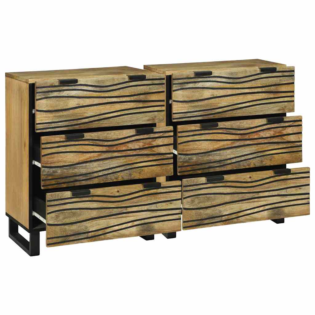 Sideboard Set 2 pcs Natur 120 x 33,5 x 75 cm Massivholz Mango
