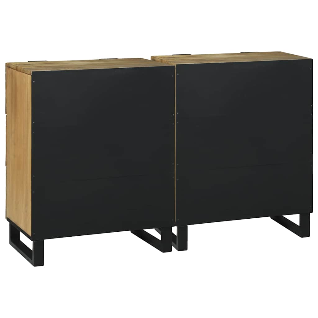 Sideboard Set 2 pcs Natur 120 x 33,5 x 75 cm Massivholz Mango