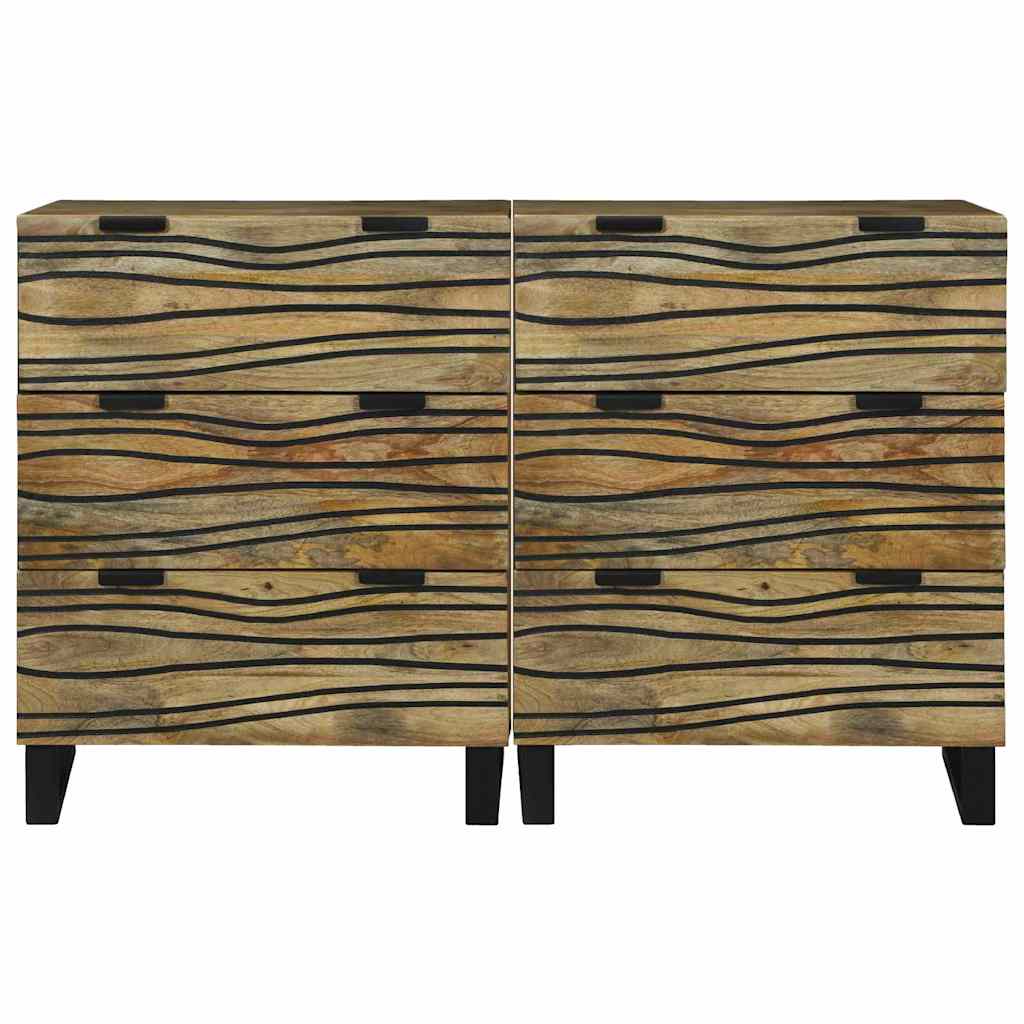 Sideboard Set 2 pcs Natur 120 x 33,5 x 75 cm Massivholz Mango