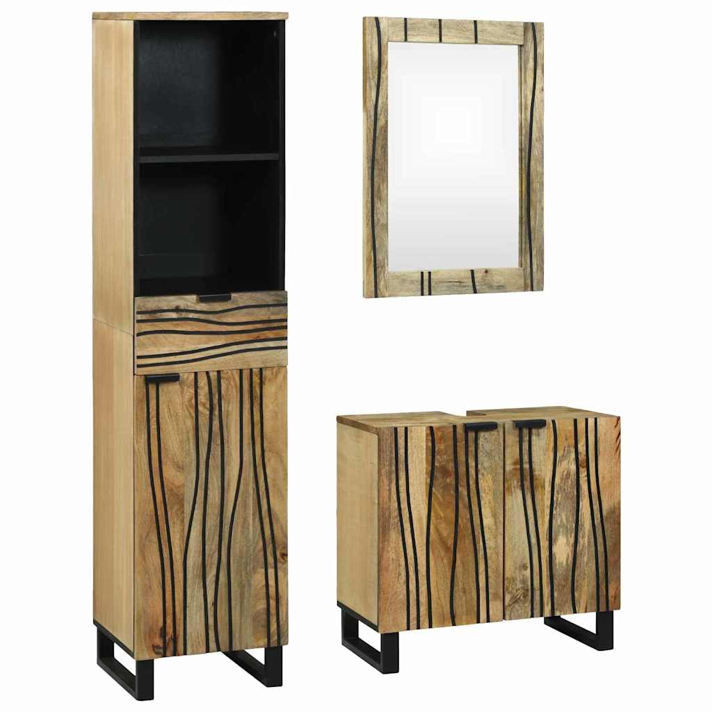Badezimmermöbel-Set mit Schubladen 3 pcs Braun Holzwerkstoff