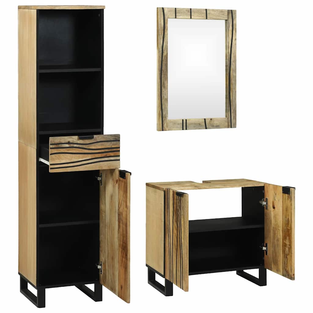 Badezimmermöbel-Set mit Schubladen 3 pcs Braun Holzwerkstoff