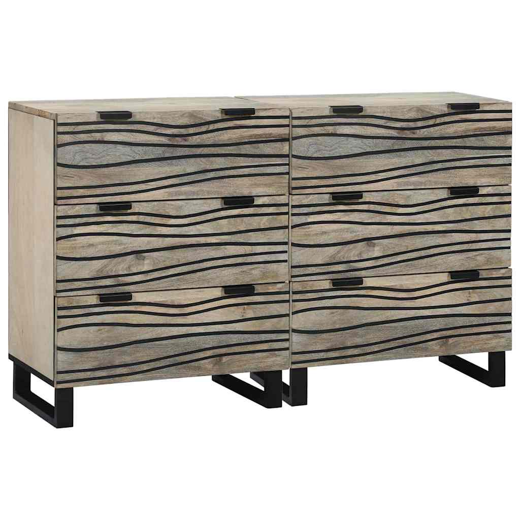 Sideboard Set 2 pcs Weiß 120 x 33,5 x 75 cm Massivholz Mango