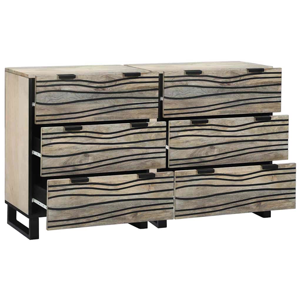 Sideboard Set 2 pcs Weiß 120 x 33,5 x 75 cm Massivholz Mango