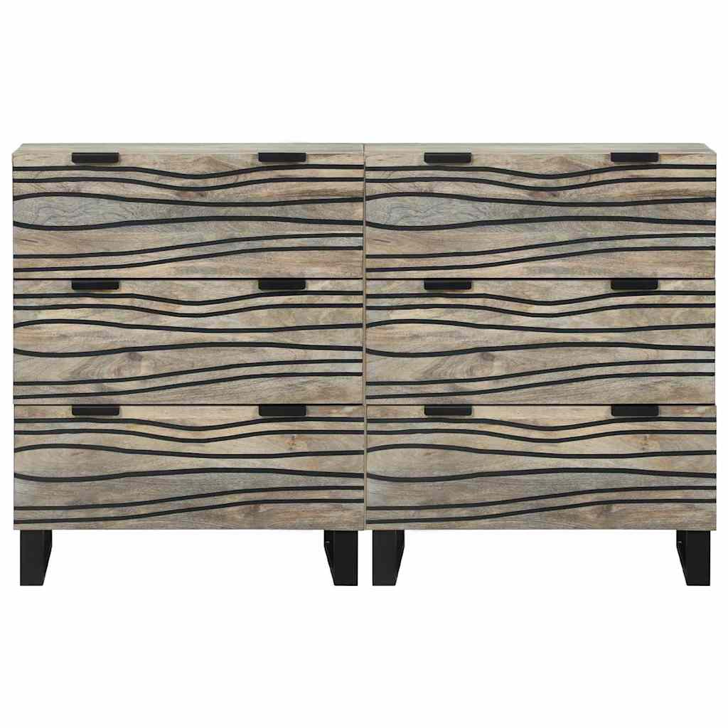 Sideboard Set 2 pcs Weiß 120 x 33,5 x 75 cm Massivholz Mango