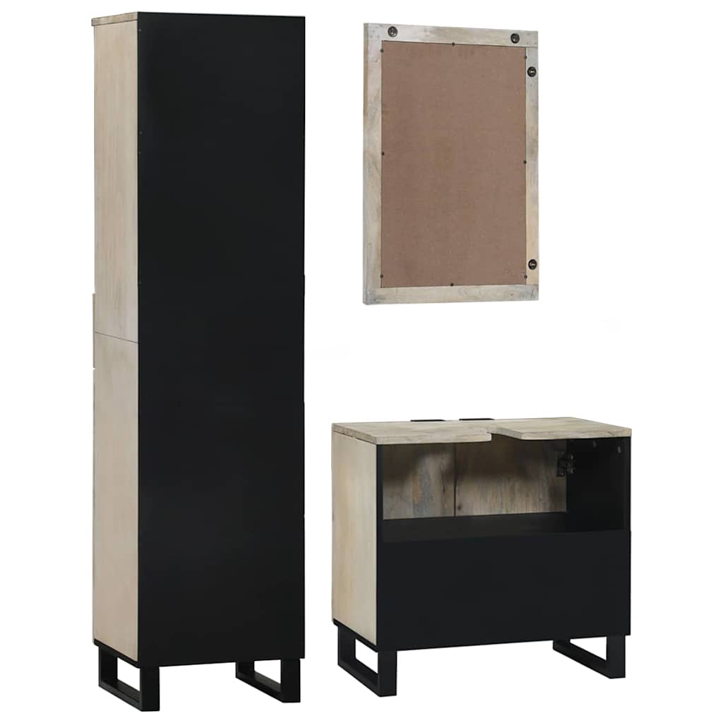 Badezimmermöbel-Set mit Schubladen 3 pcs Weiß Holzwerkstoff