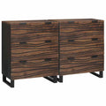 Sideboard Set 2 pcs Walnuss 120 x 33,5 x 75 cm Massivholz Mango
