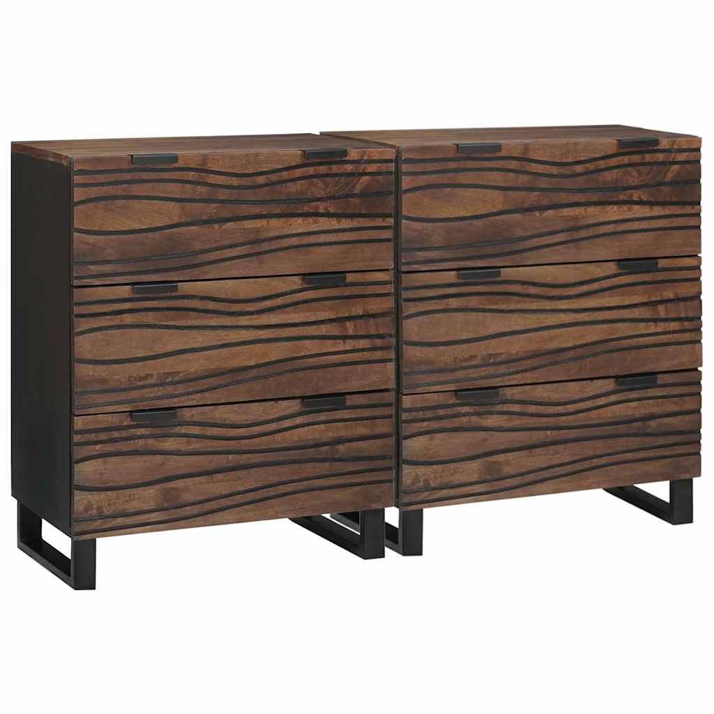 Sideboard Set 2 pcs Walnuss 120 x 33,5 x 75 cm Massivholz Mango