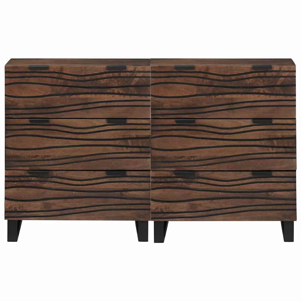 Sideboard Set 2 pcs Walnuss 120 x 33,5 x 75 cm Massivholz Mango