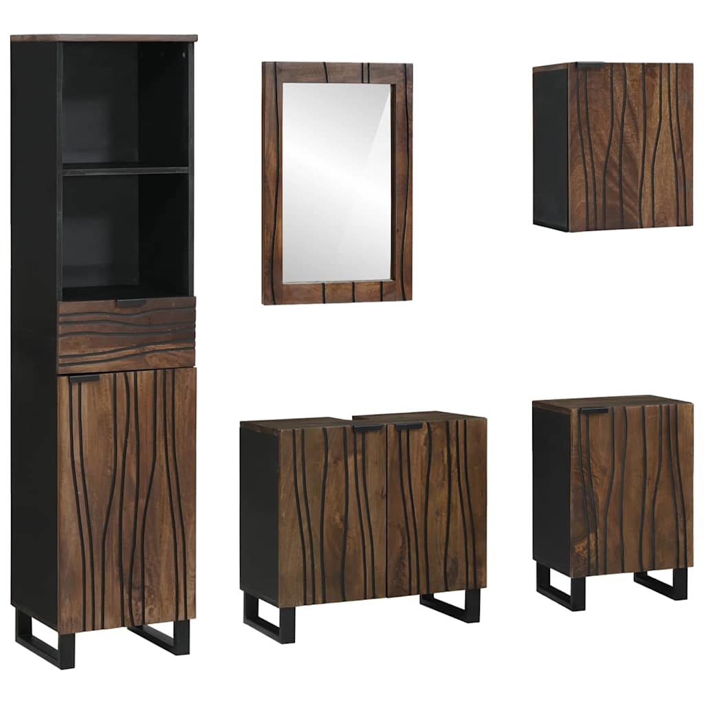 Badezimmermöbel-Set mit Schubladen 5 pcs Weiß Holzwerkstoff