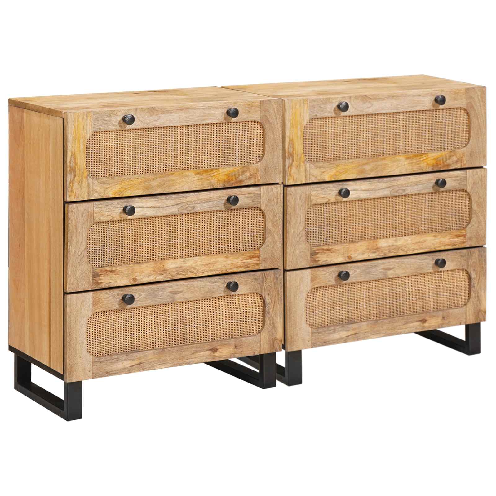 Sideboard 2 pcs Braun 60 x 33 x 75 cm Massivholz Mango