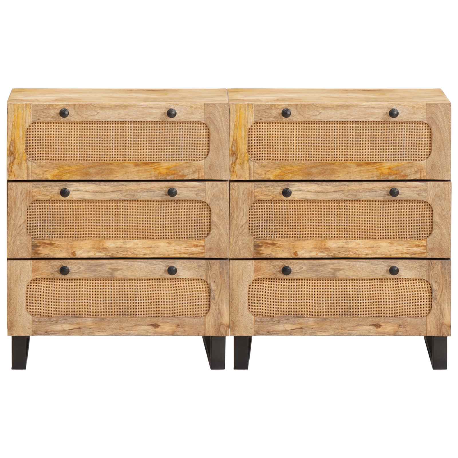 Sideboard 2 pcs Braun 60 x 33 x 75 cm Massivholz Mango
