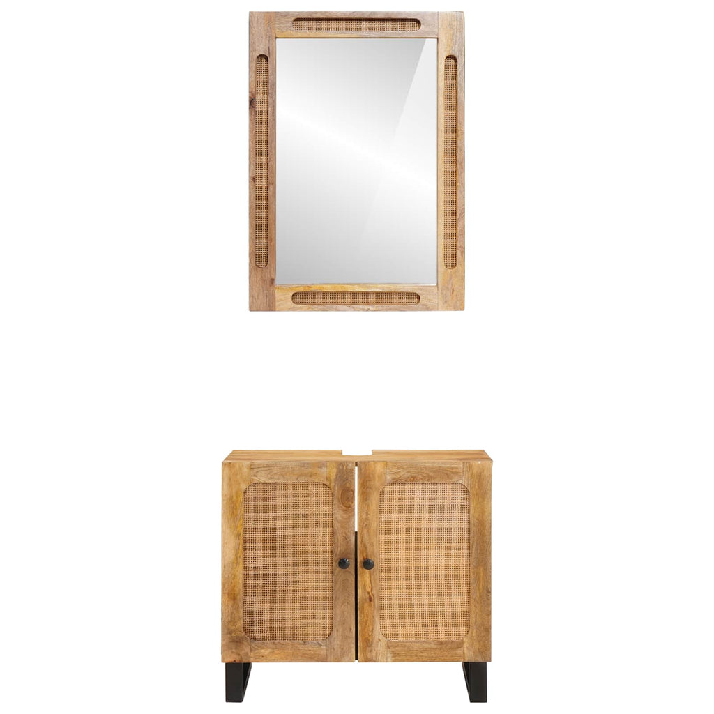 Badezimmer Sets mit Speicher 2 pcs Braun Massivholz Mango