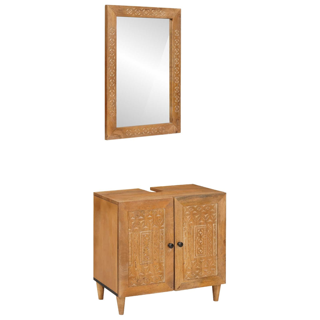 Badezimmermöbel-Set mit Regal mit Tür 2 pcs Braun Holzwerkstoff