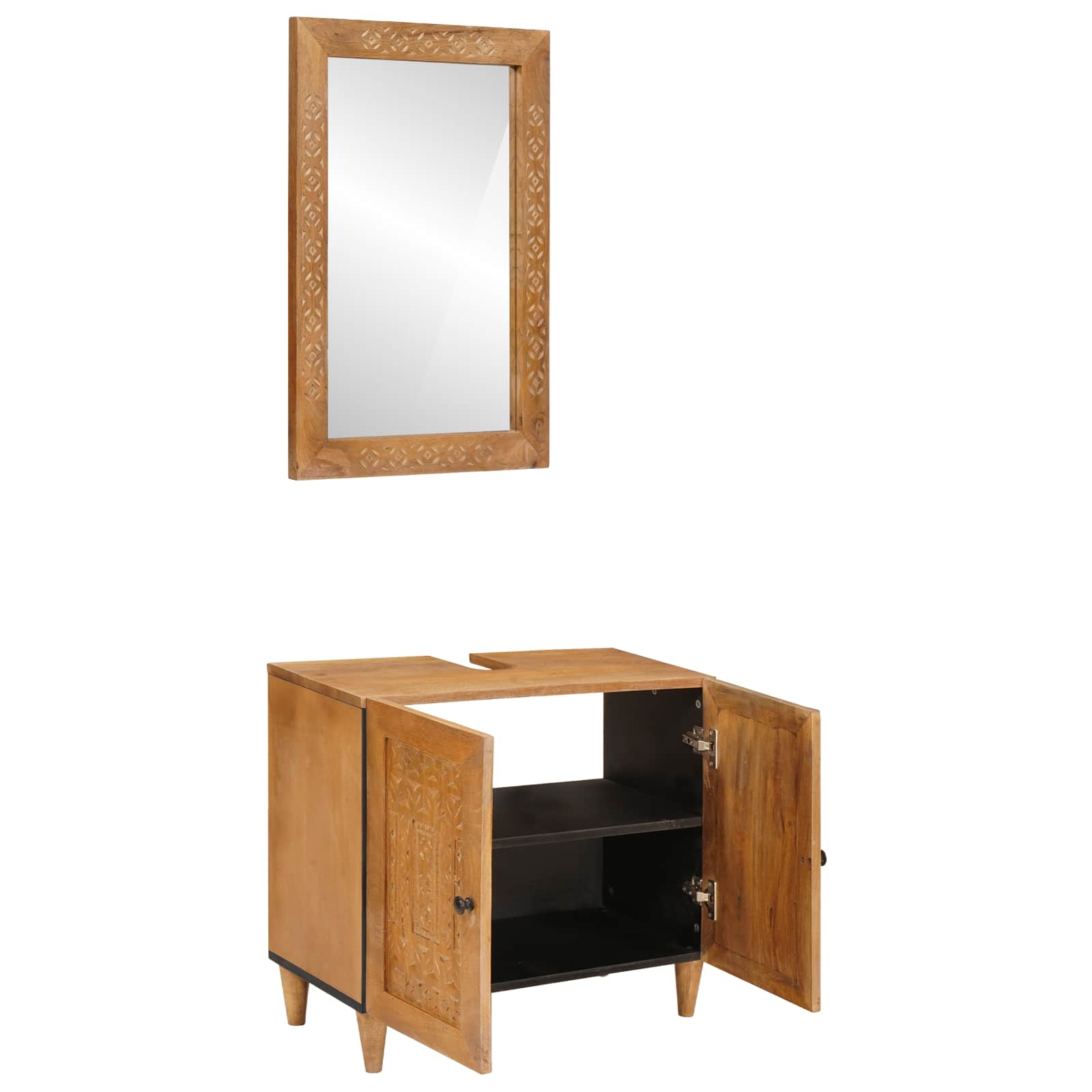 Badezimmermöbel-Set mit Regal mit Tür 2 pcs Braun Holzwerkstoff