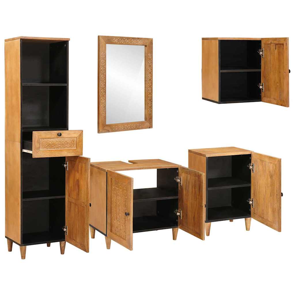 Badezimmermöbel-Set mit Schubladen 5 pcs Braun Holzwerkstoff