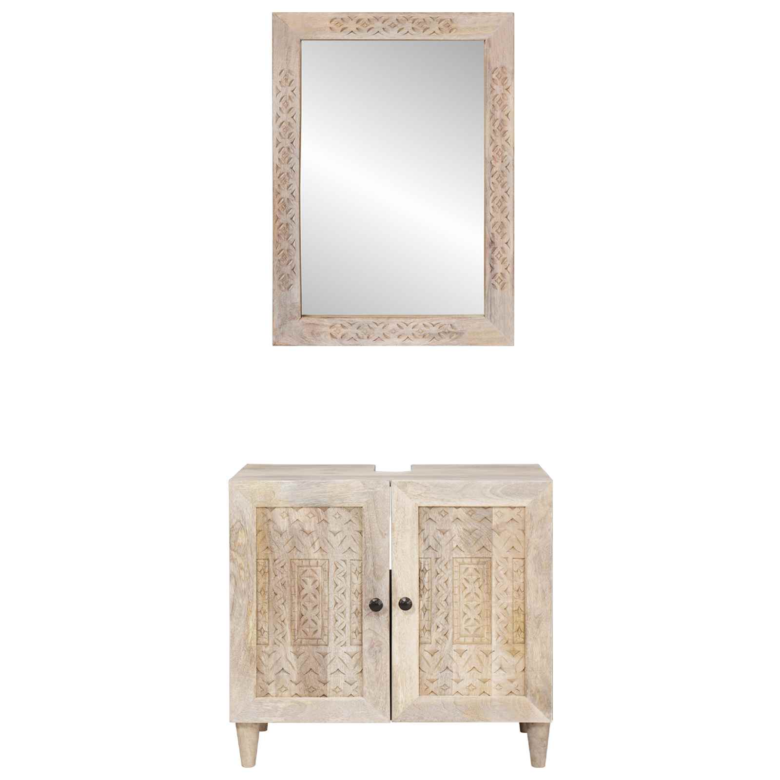 Badezimmermöbel-Set mit Regal mit Tür 2 pcs Weiß Holzwerkstoff
