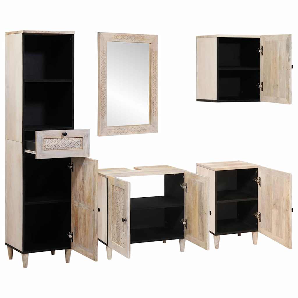 Badezimmermöbel-Set mit Schubladen 5 pcs Weiß Holzwerkstoff