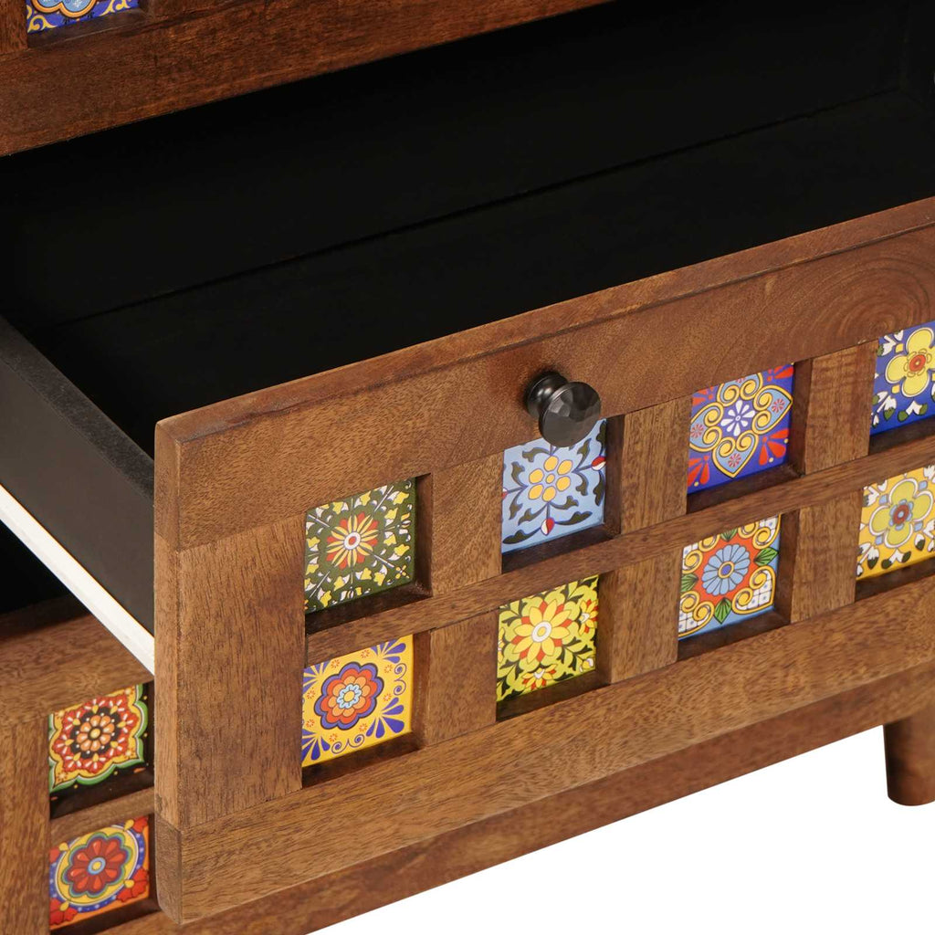 Sideboard 3 pcs Walnuss 60 x 33,5 x 75 cm Massivholz Mango