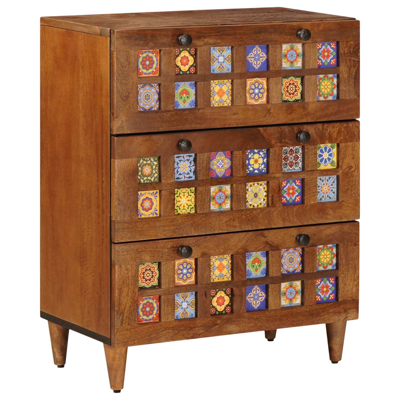 Sideboard 3 pcs Walnuss 60 x 33,5 x 75 cm Massivholz Mango