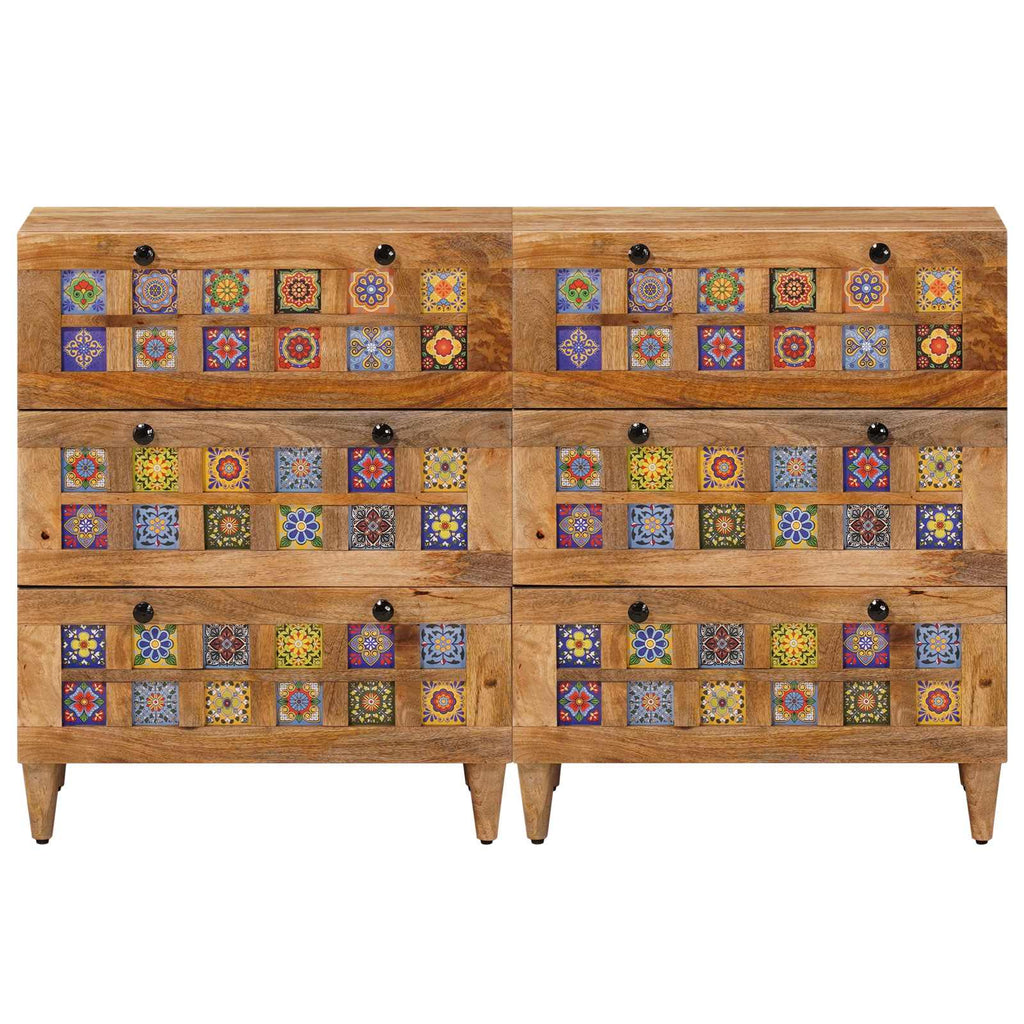 Sideboard 2 pcs Natur 60 x 33 x 75 cm Massivholz Mango