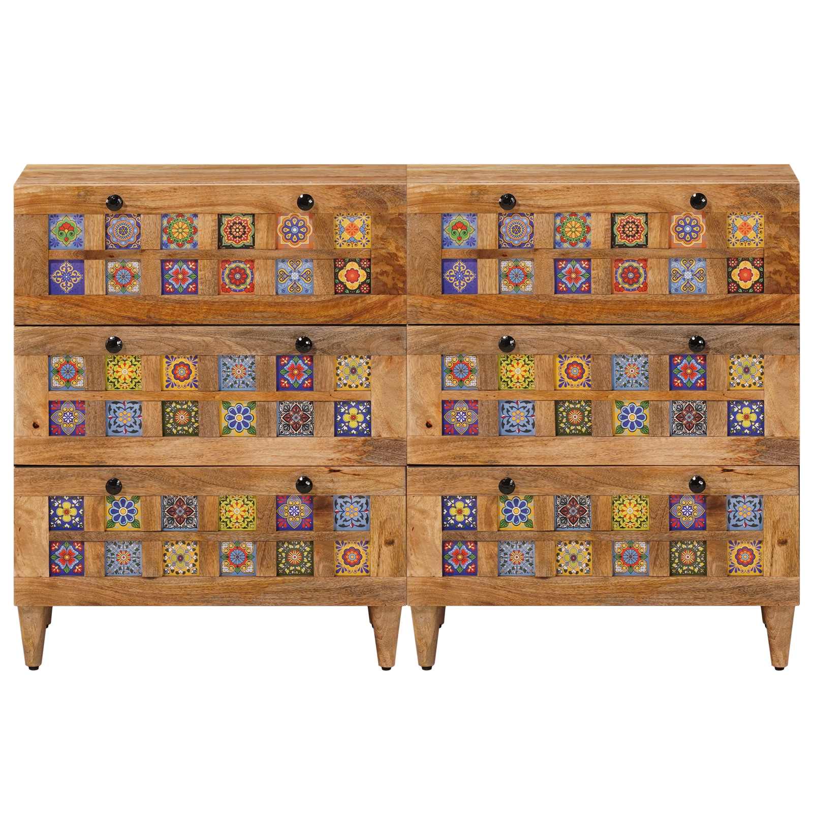 Sideboard 2 pcs Natur 60 x 33 x 75 cm Massivholz Mango