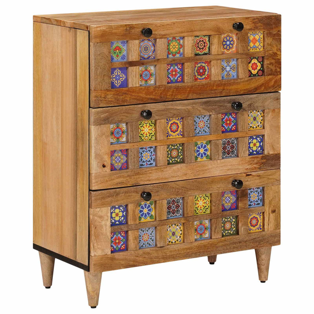 Sideboard 3 pcs Natur 60 x 33,5 x 75 cm Massivholz Mango