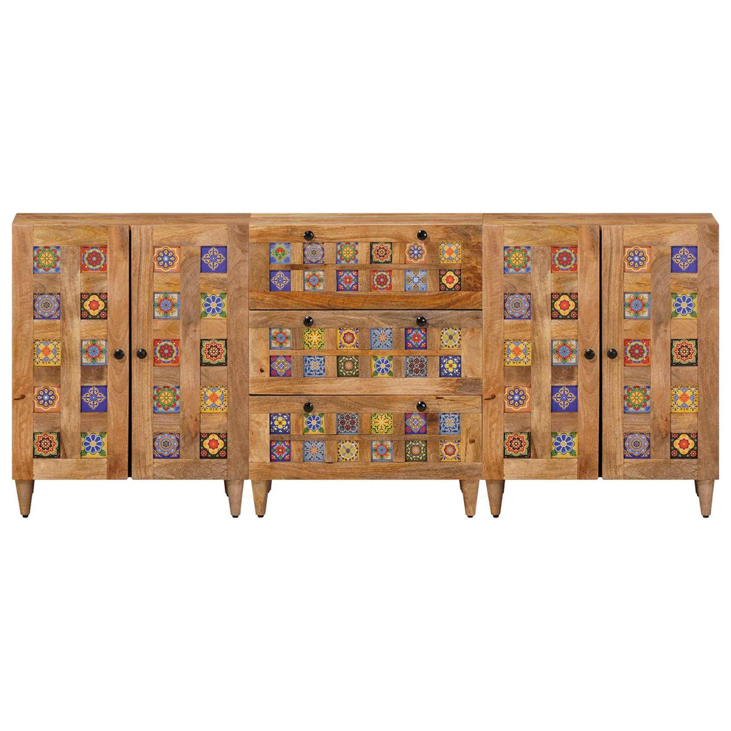 Sideboard 3 pcs Natur 60 x 33,5 x 75 cm Massivholz Mango
