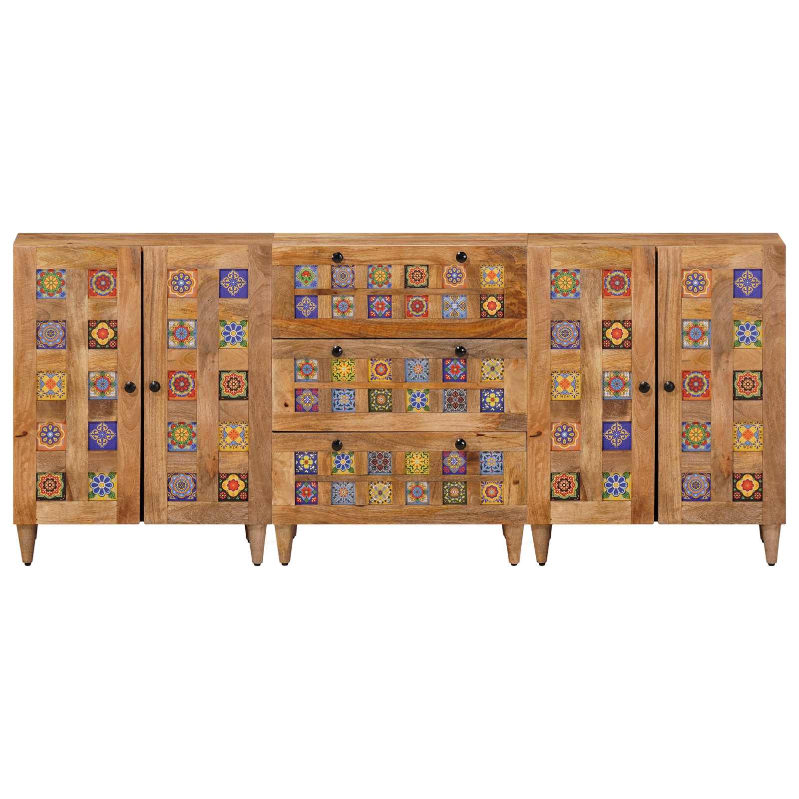 Sideboard 3 pcs Natur 60 x 33,5 x 75 cm Massivholz Mango
