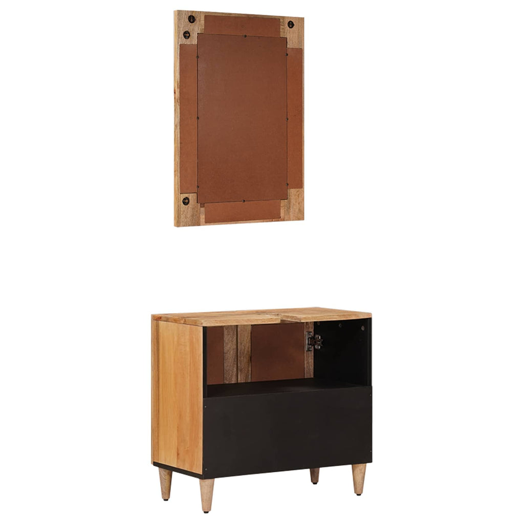 Badezimmermöbel-Set Wandmontiert 2 pcs Natur Massivholz Mango