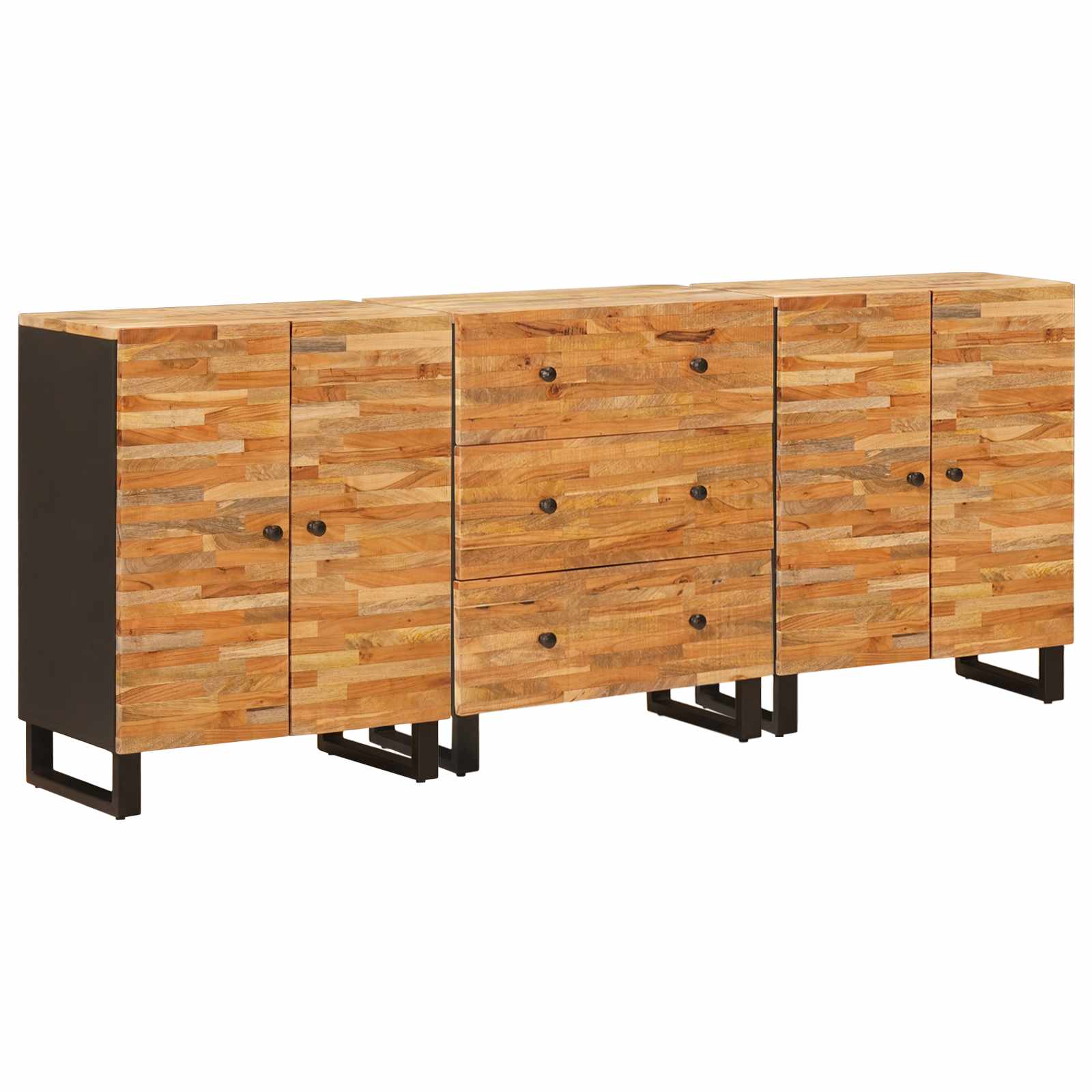 Sideboard 3 pcs Braun 60 x 33 x 75 cm Massivholz Mango