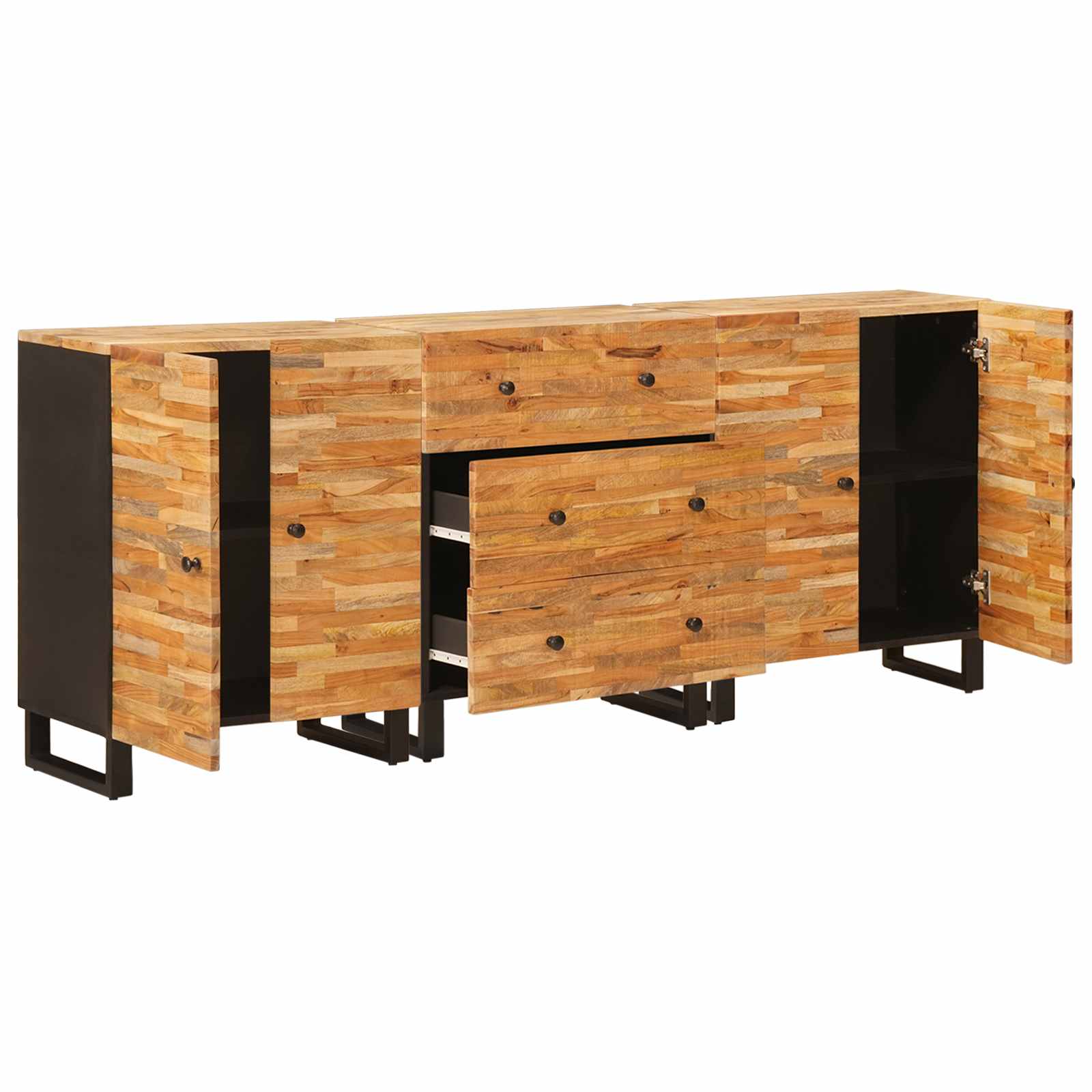 Sideboard 3 pcs Braun 60 x 33 x 75 cm Massivholz Mango