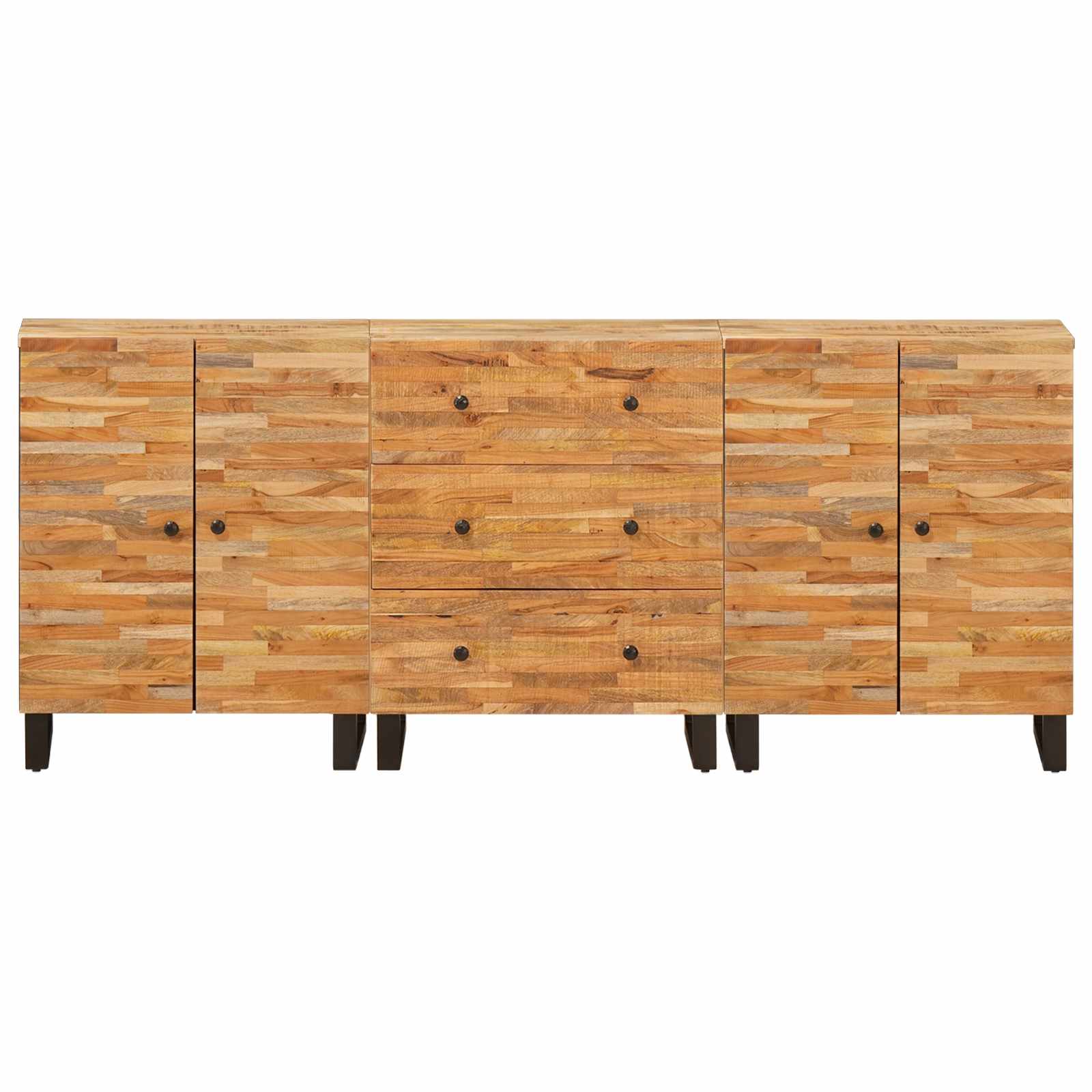 Sideboard 3 pcs Braun 60 x 33 x 75 cm Massivholz Mango
