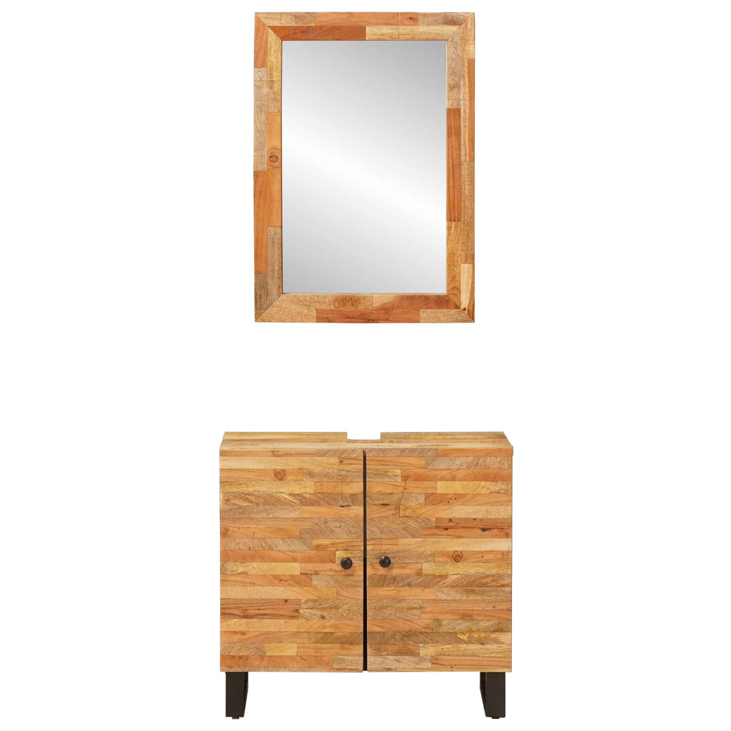 Badezimmer Sets mit Speicher 2 pcs Natur Massivholz Mango