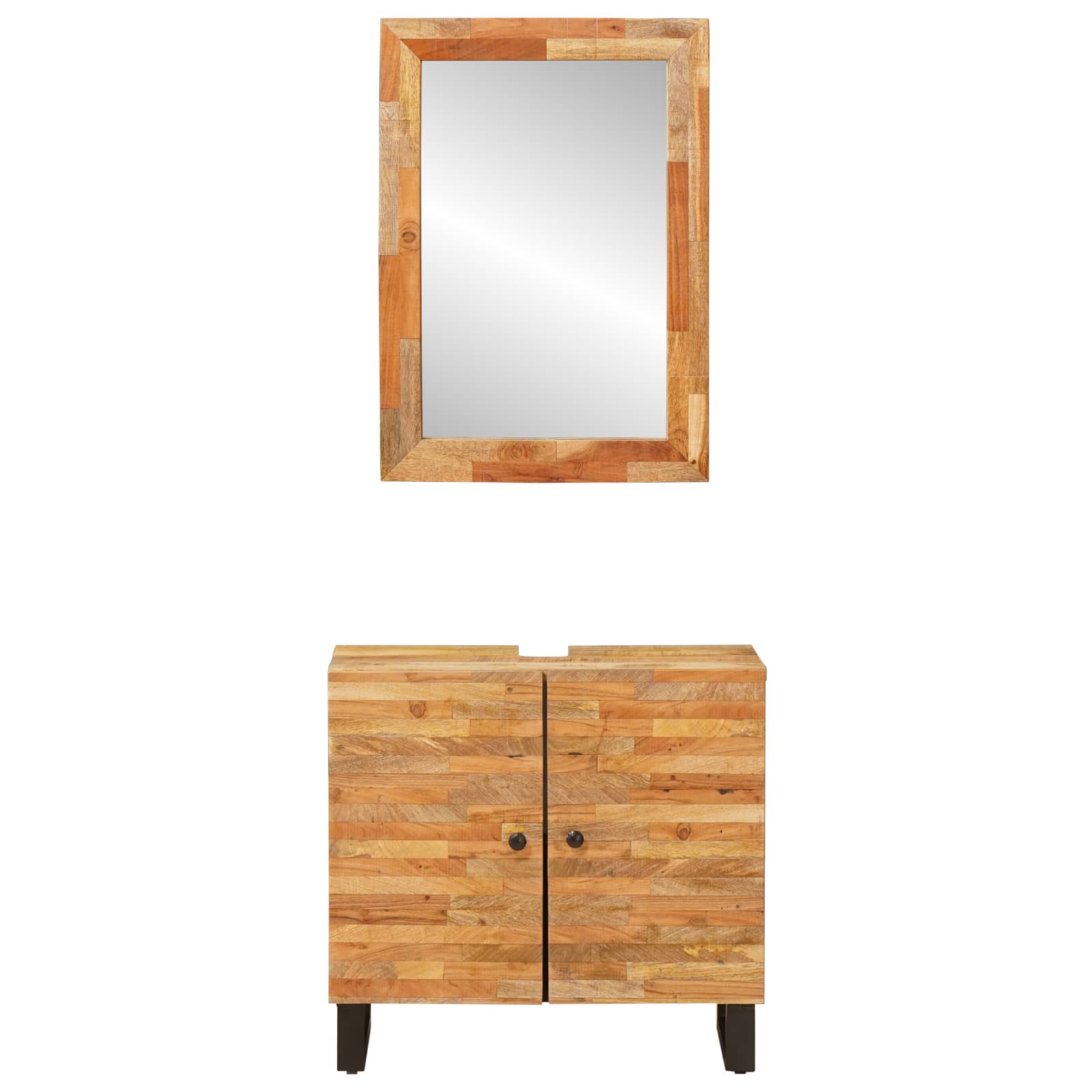 Badezimmer Sets mit Speicher 2 pcs Natur Massivholz Mango
