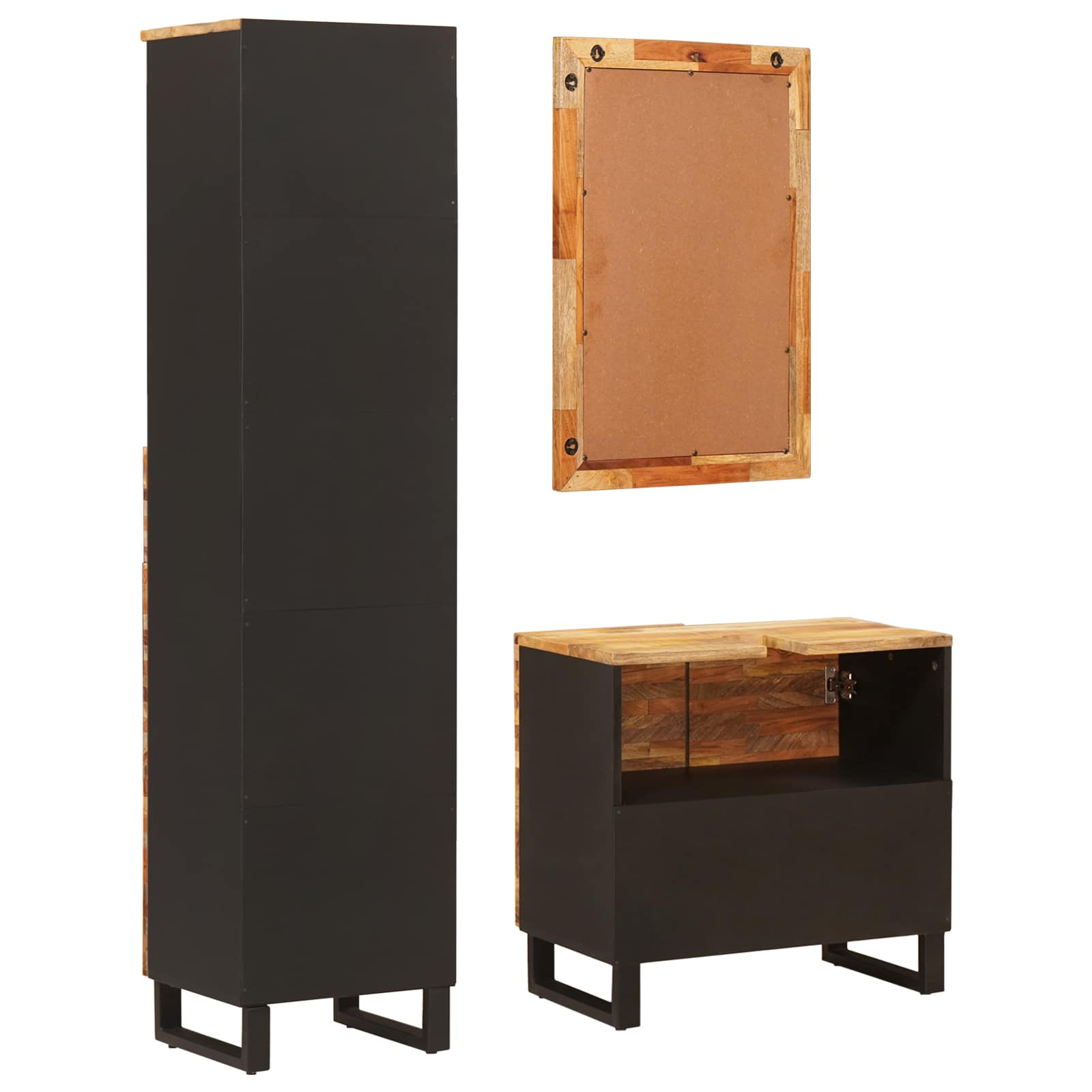 Badezimmer Sets mit Schubladen mit Regal Natur Massivholz Mango