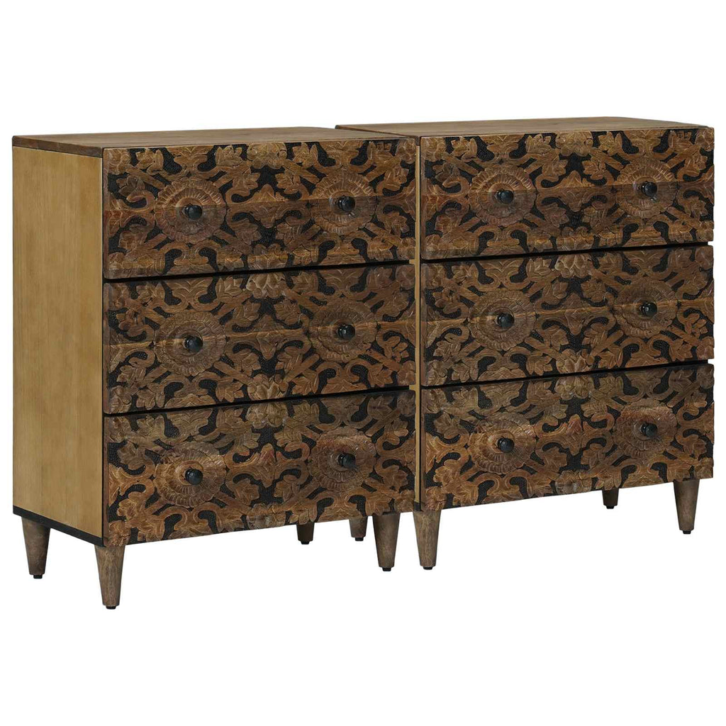 Sideboard 2 pcs Braun 60 x 33,5 x 75 cm Massivholz Mango