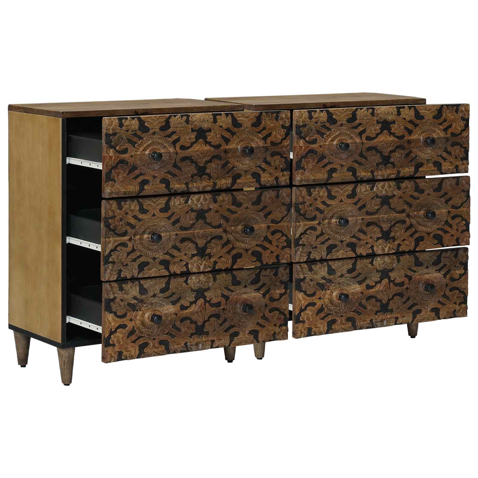 Sideboard 2 pcs Braun 60 x 33,5 x 75 cm Massivholz Mango
