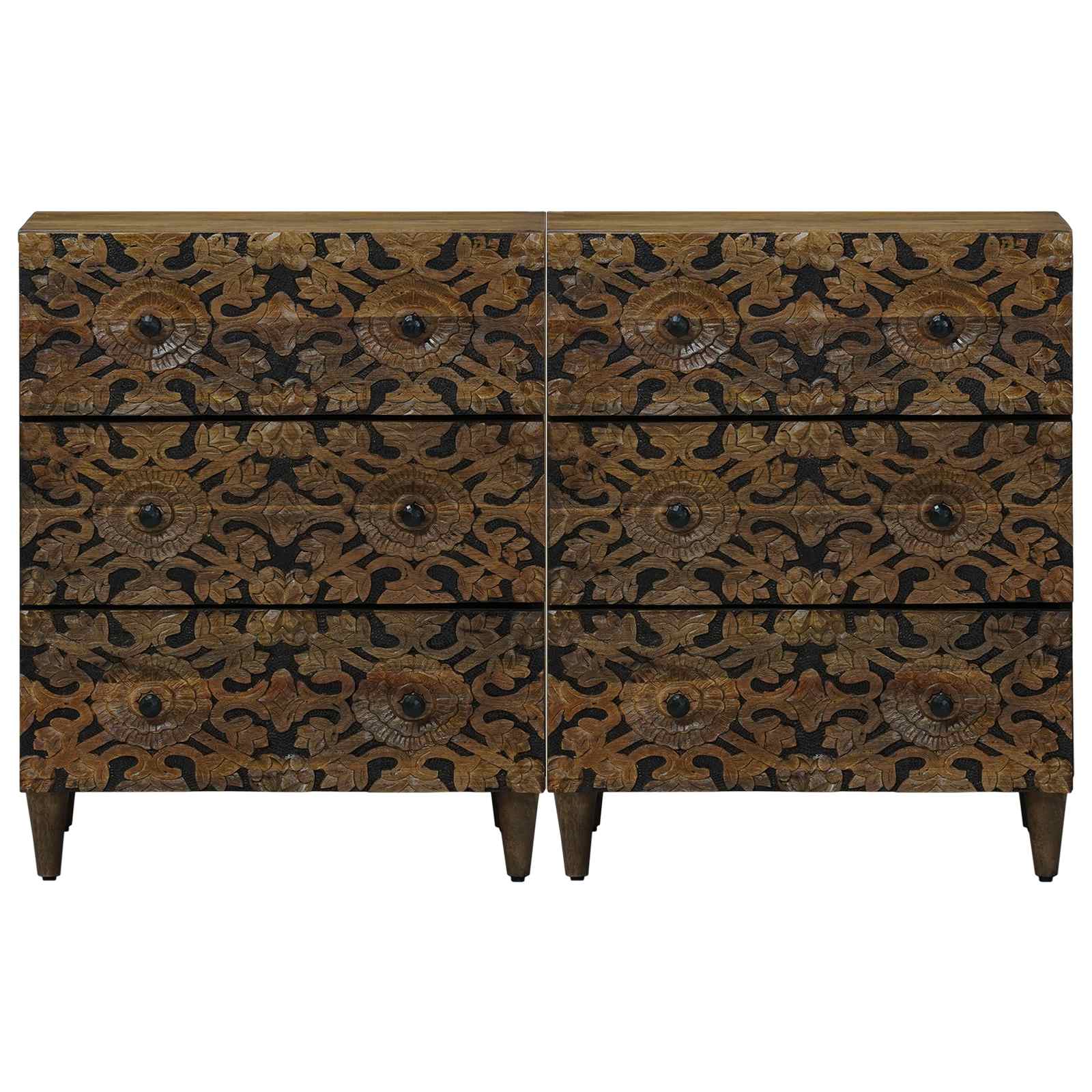 Sideboard 2 pcs Braun 60 x 33,5 x 75 cm Massivholz Mango